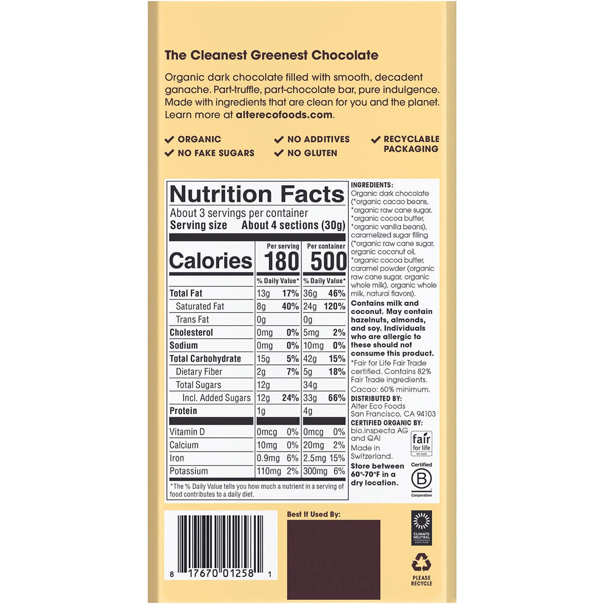 Alter Eco Chocolate Organic Creme Brulee Dark Truffle Thins 84g (Pack of 12) Payless 4 Organics