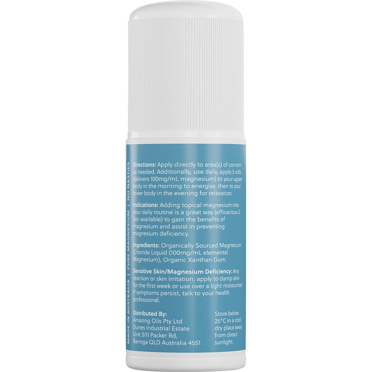 Amazing Oils Magnesium Daily Gel Pure Magnesium Gel Roll-On 60ml Payless 4 Organics