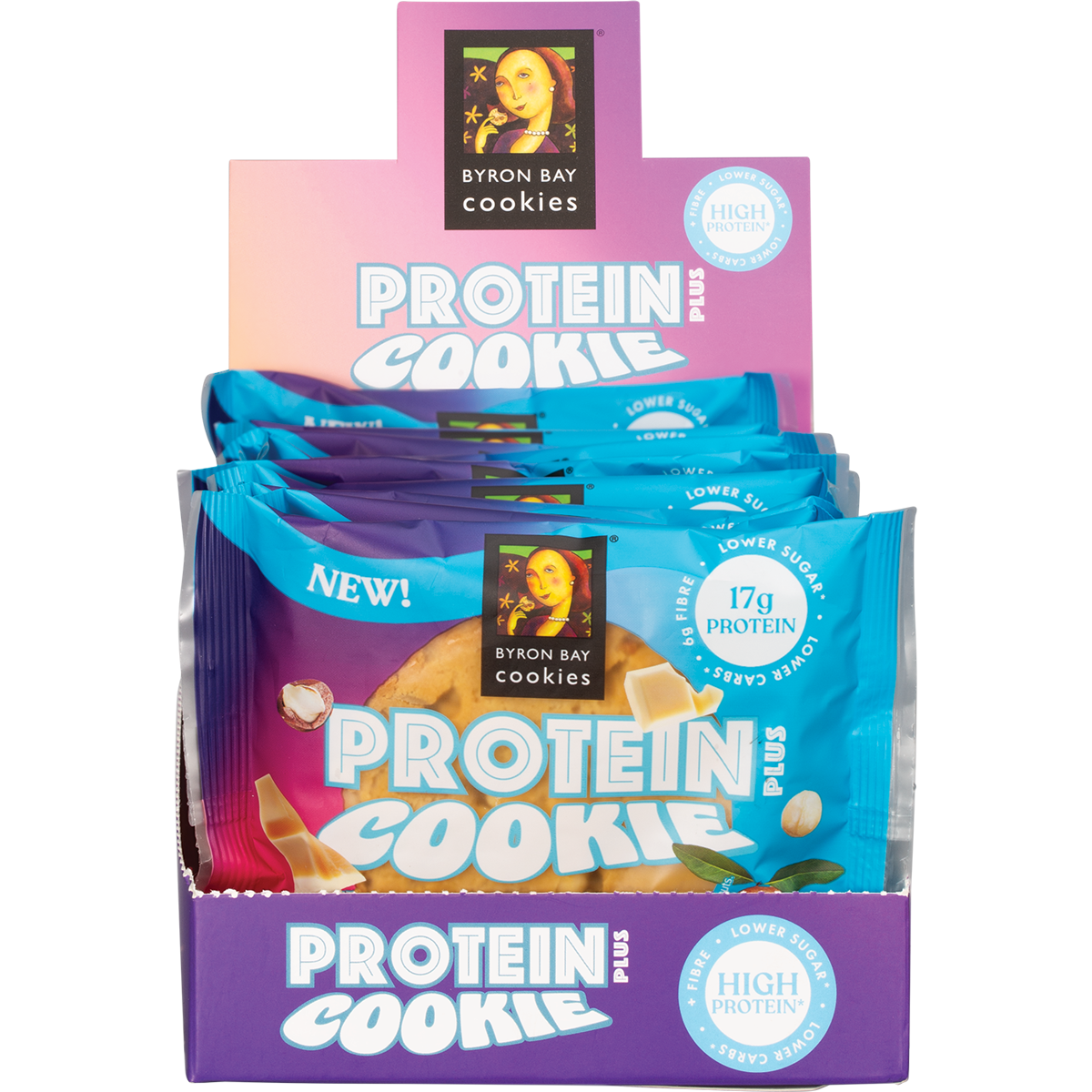 Byron Bay Cookies Protein Cookie White Choc Macadamia 60g (Pack of 12)