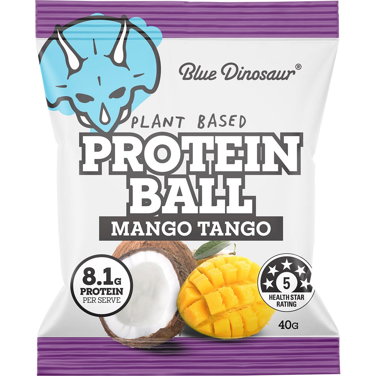 Blue Dinosaur Protein Ball Mango Tango 40g (Pack of 12)