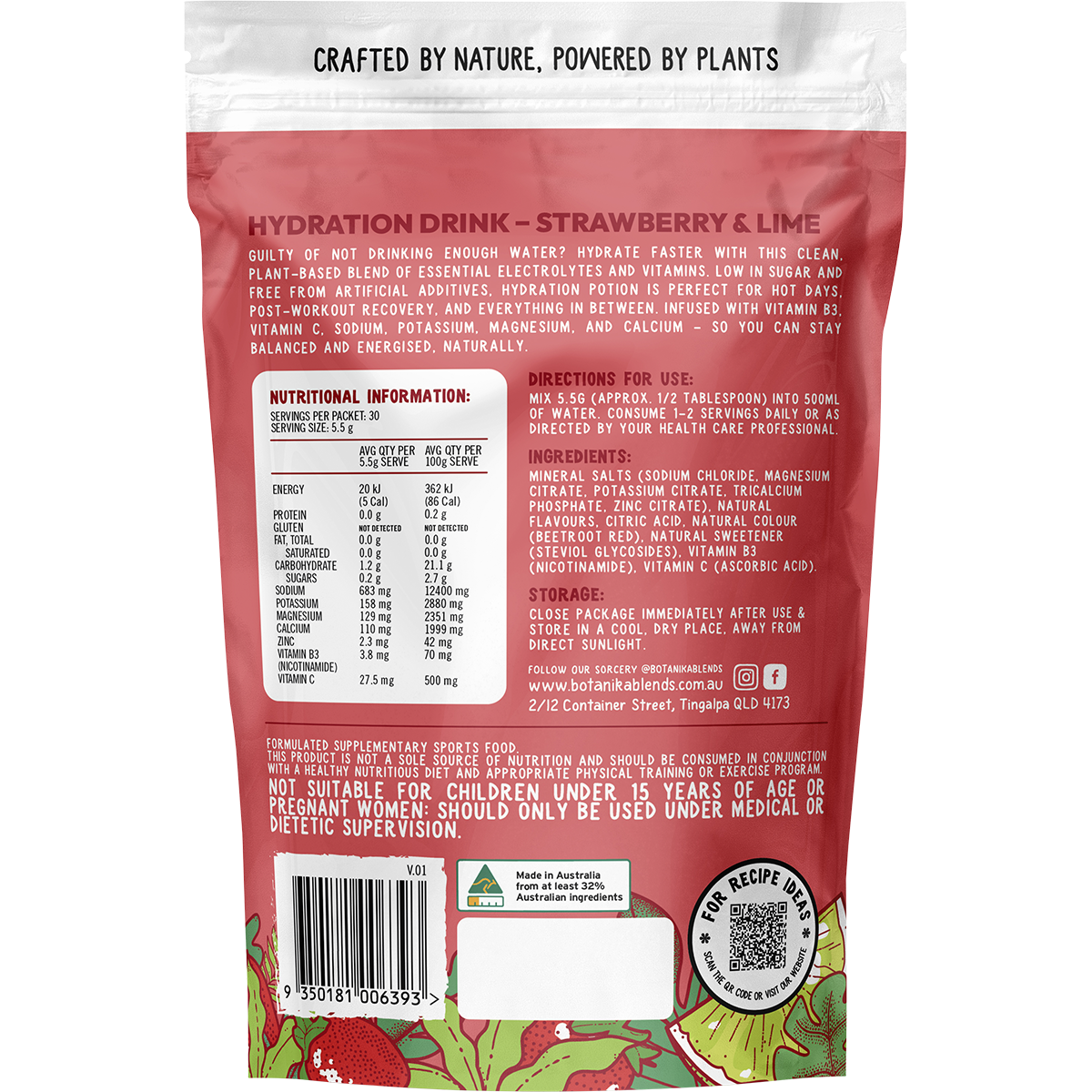 Botanika Blends Hydration Potion Strawberry Lime 165g