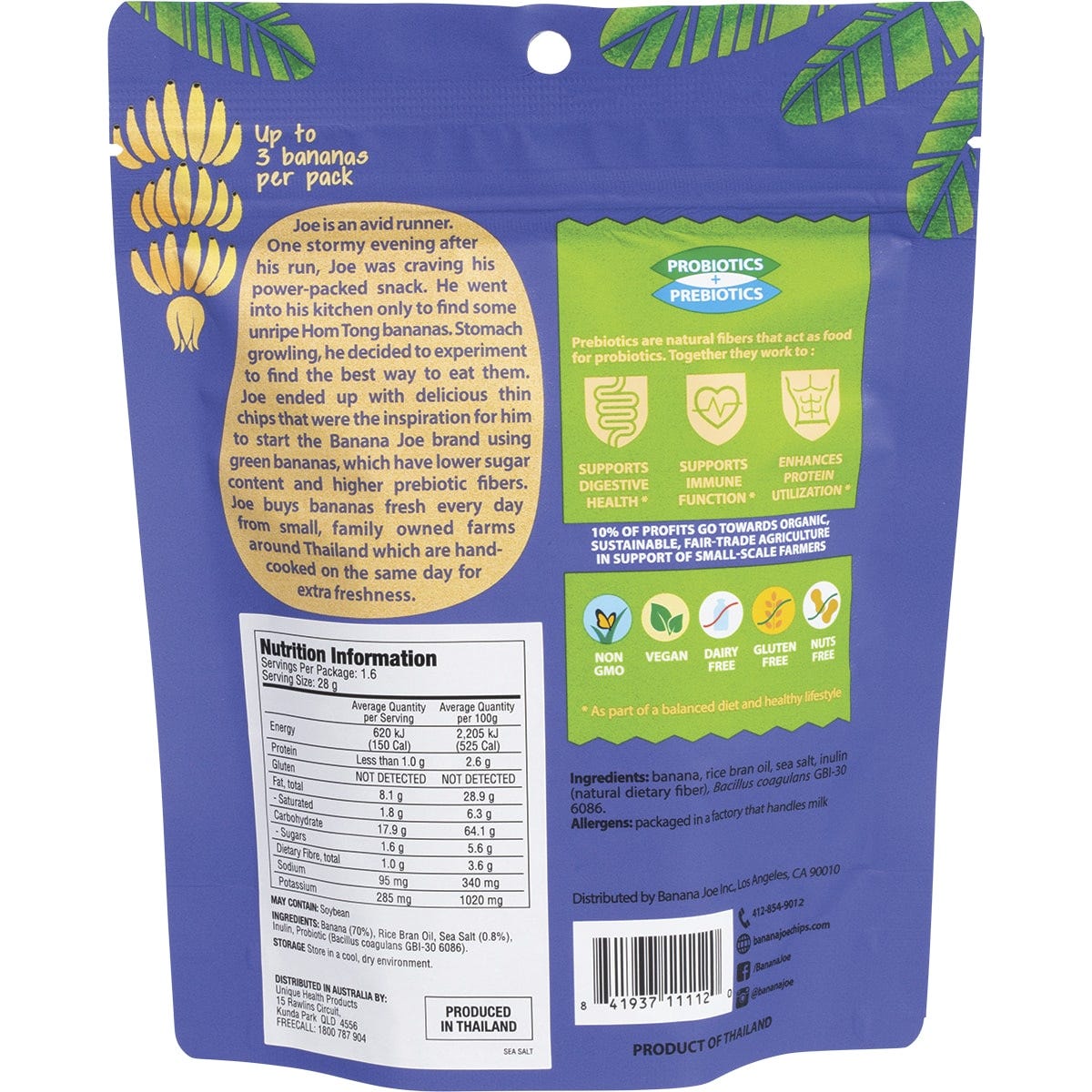 Banana Joe Banana Chips Sea Salt 46.8g (Pack of 6) Payless 4 Organics