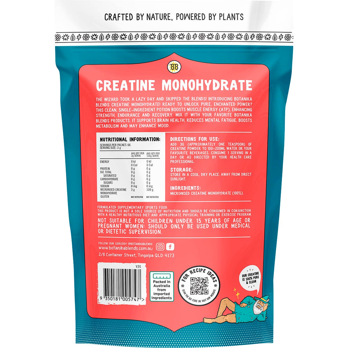 Botanika Blends Creatine Monohydrate 200g Payless 4 Organics
