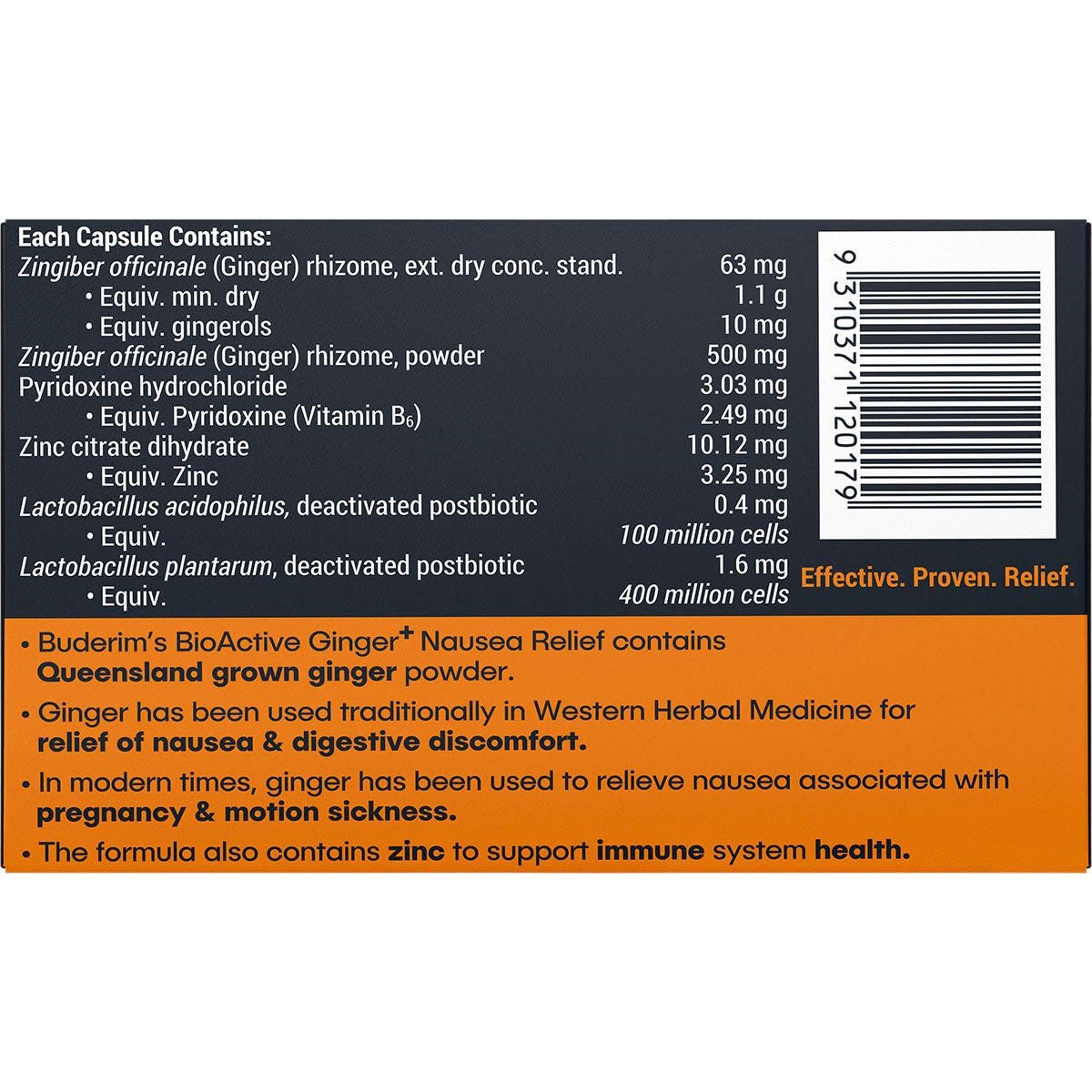 Buderim Ginger BioActive+ Nausea Relief Capsules 20 Caps Payless 4 Organics