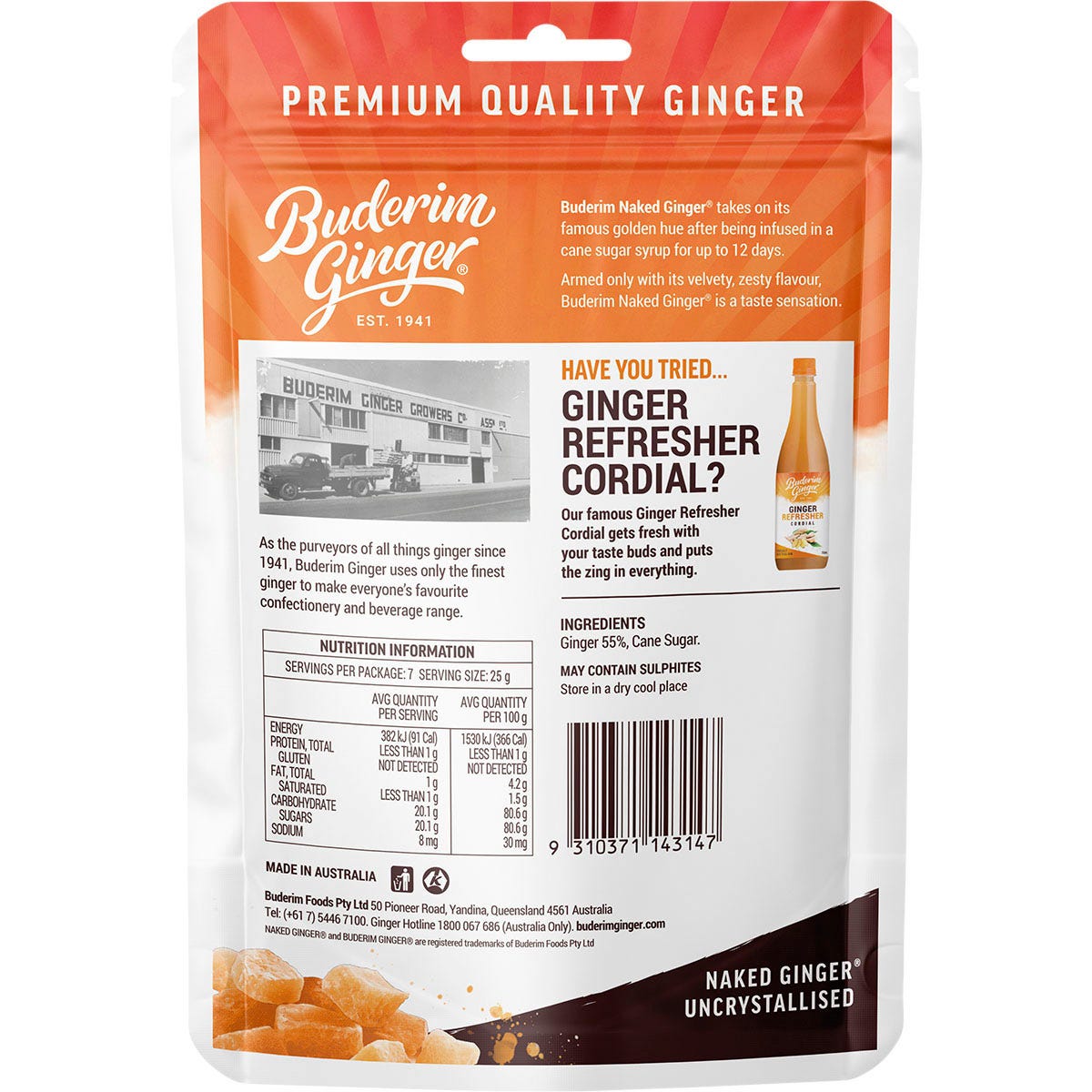 Buderim Ginger Naked Ginger Deliciously Uncrystallised 175g Payless 4 Organics