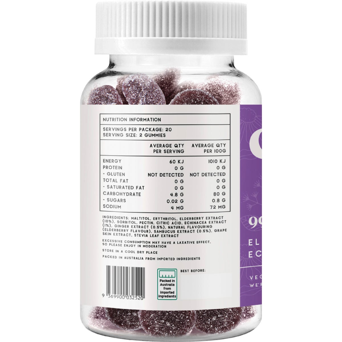 Chuu Nutrition Elderberry and Echinacea Gummies 99% Sugar Free 40pcs Payless 4 Organics