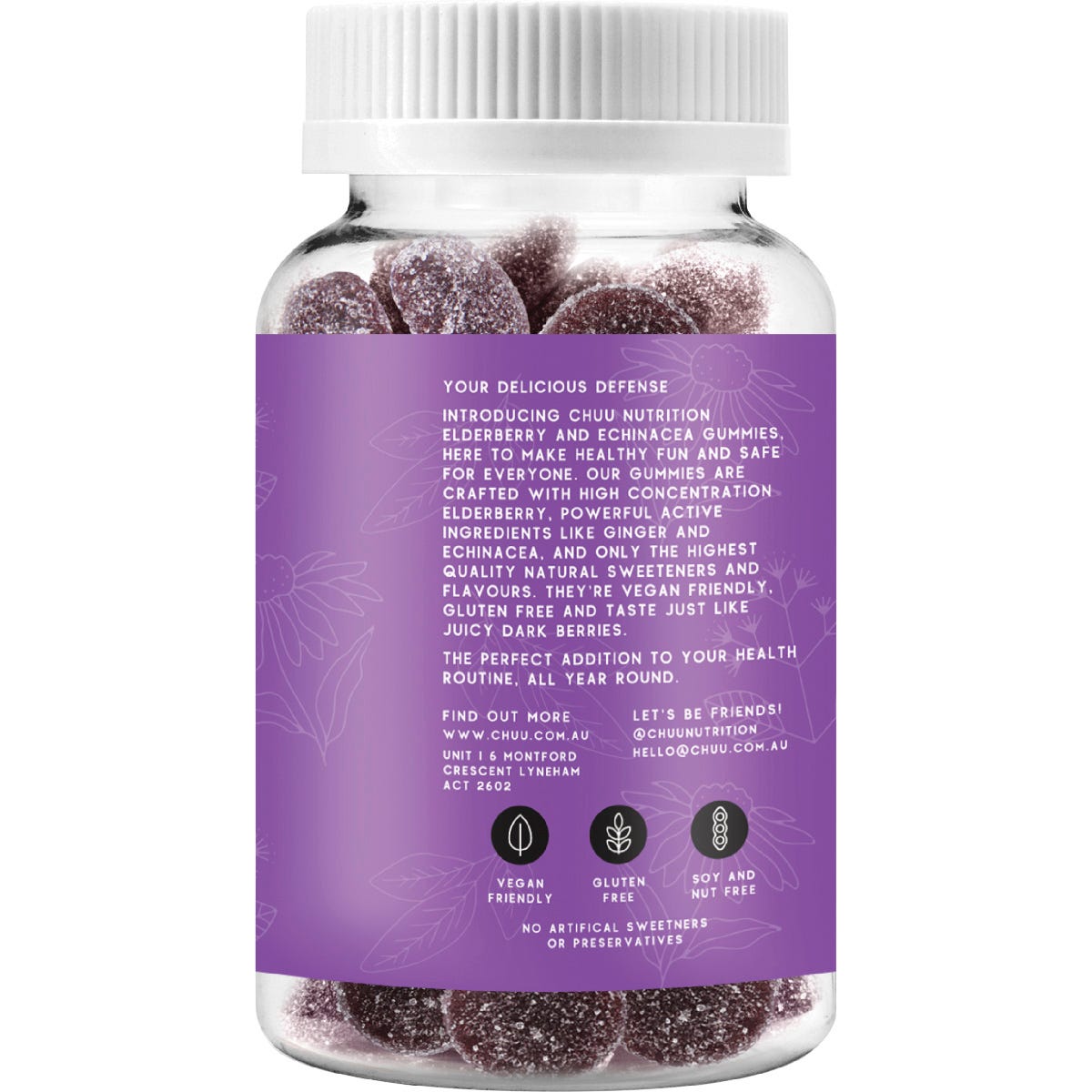 Chuu Nutrition Elderberry and Echinacea Gummies 99% Sugar Free 40pcs Payless 4 Organics