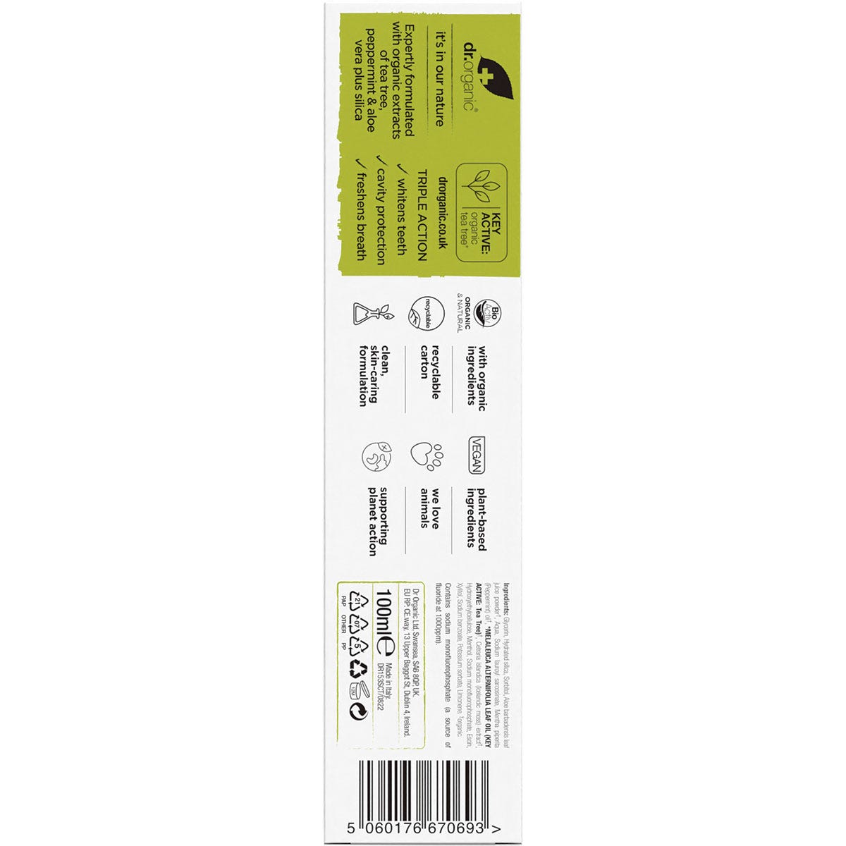 Dr Organic Toothpaste Tea Tree 100ml Payless 4 Organics