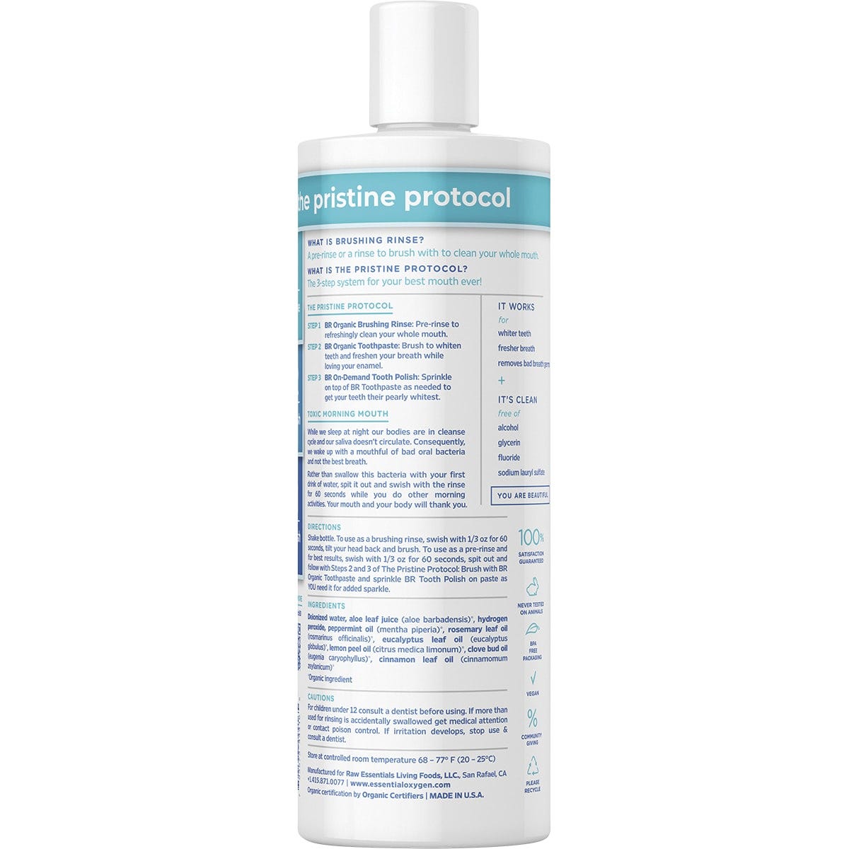 Essential Oxygen Toothpaste/Mouthwash Brushing Rinse Peppermint(Fluoride Free) 473ml Payless 4 Organics
