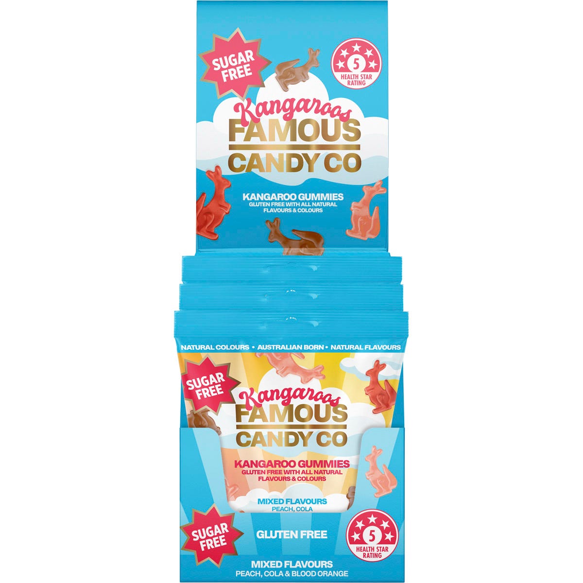 Famous Sugar Free Candy Kangaroo Gummies Mixed Flavours 10x50g