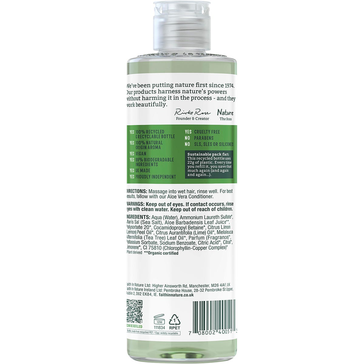 Faith In Nature Shampoo Rejuvenating Aloe Vera 400ml Payless 4 Organics