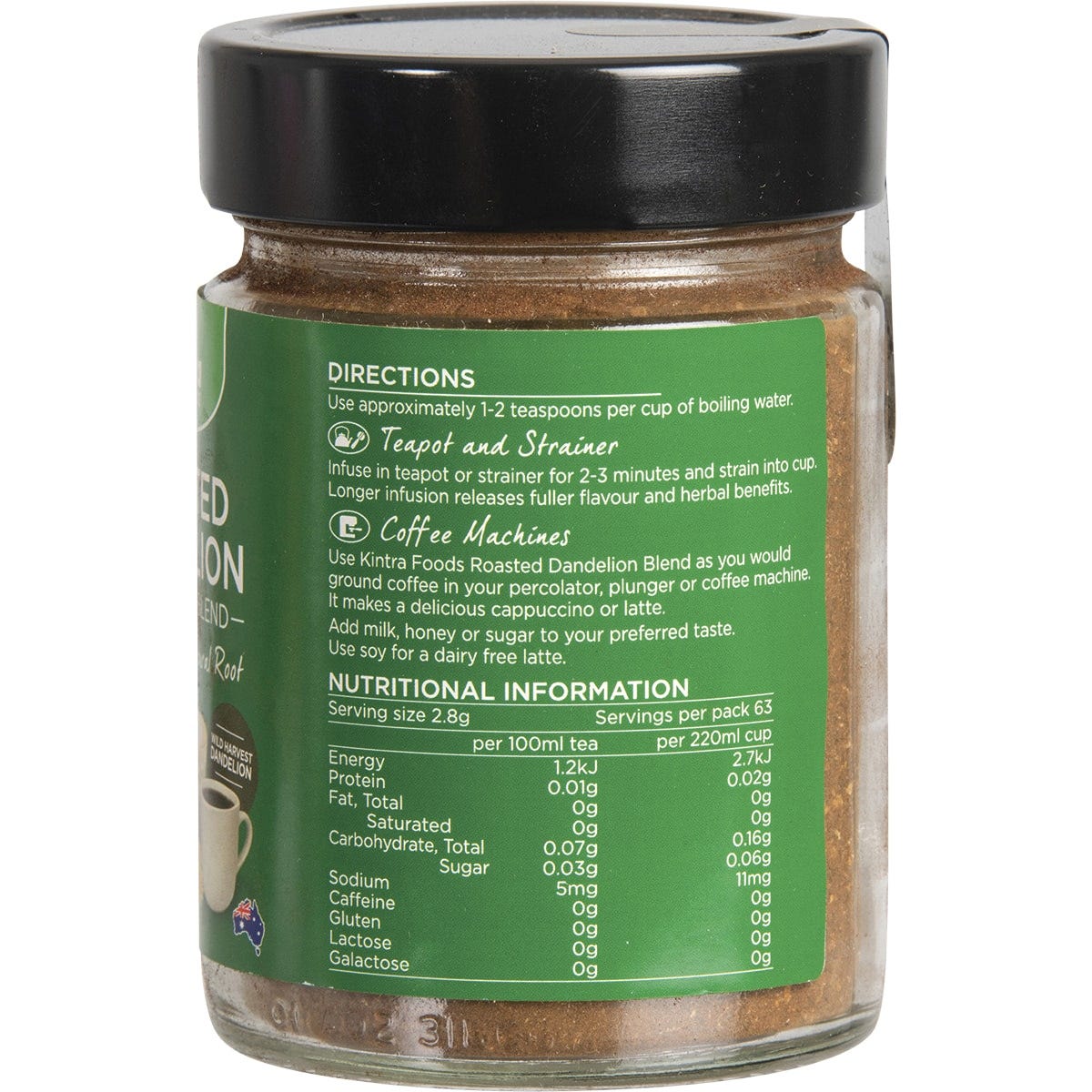 Kintra Foods Roasted Dandelion Blend Fine 175g Payless 4 Organics