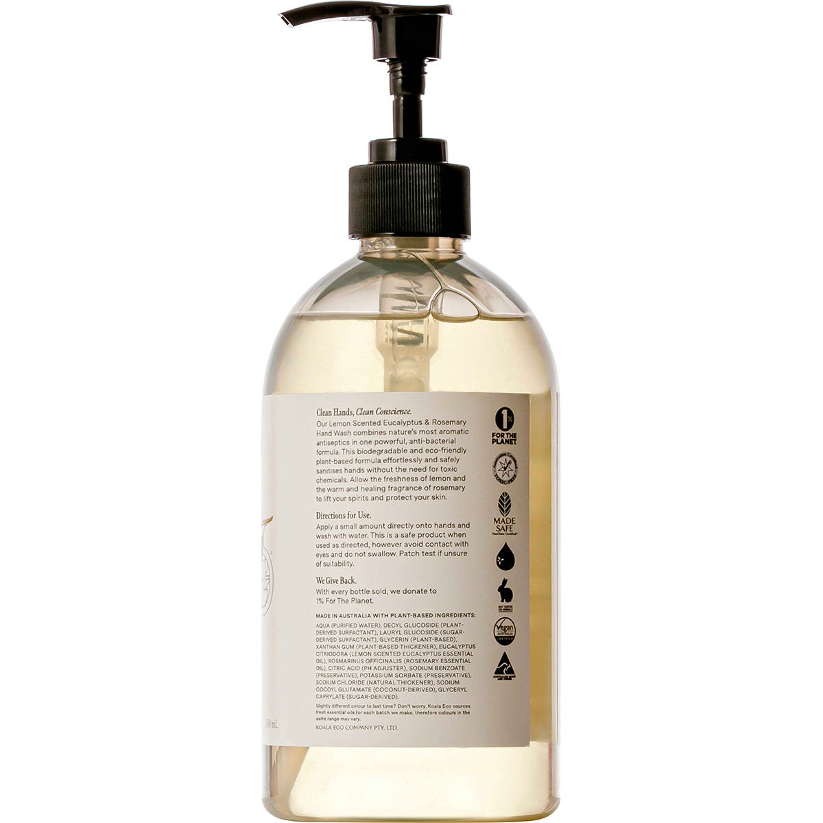 Koala Eco Hand Wash Lemon Scented Eucalyptus & Rosemary 500ml Payless 4 Organics
