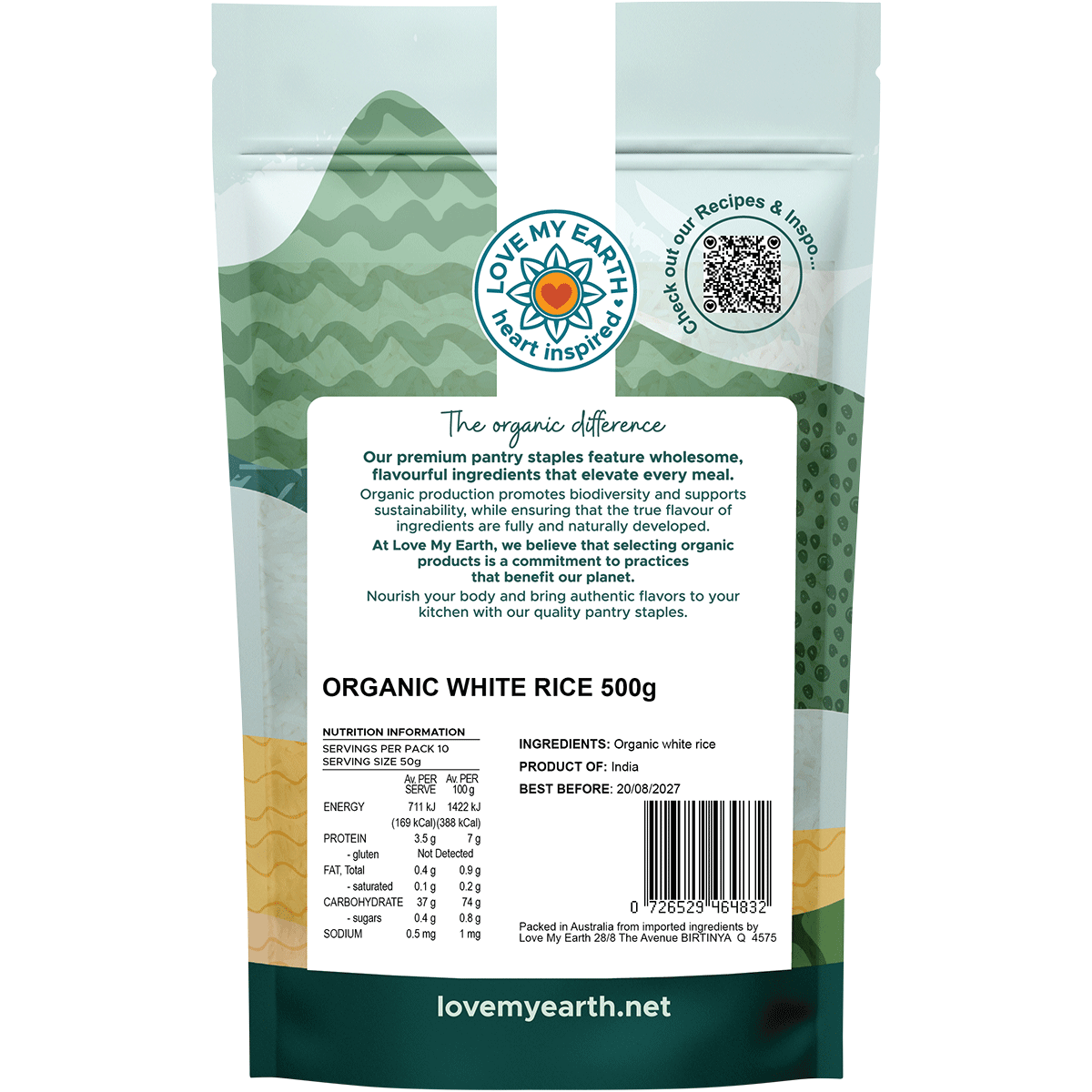Love My Earth Organic White Rice 500g
