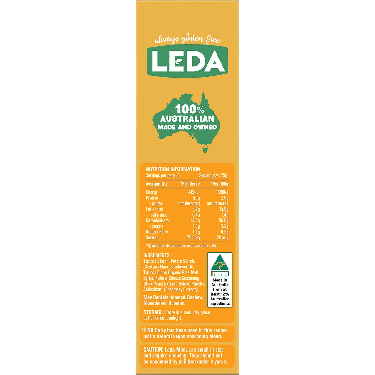 Leda Cracker Miniz Cheeze Multi 6 Pack 150g (Pack of 6) Payless 4 Organics