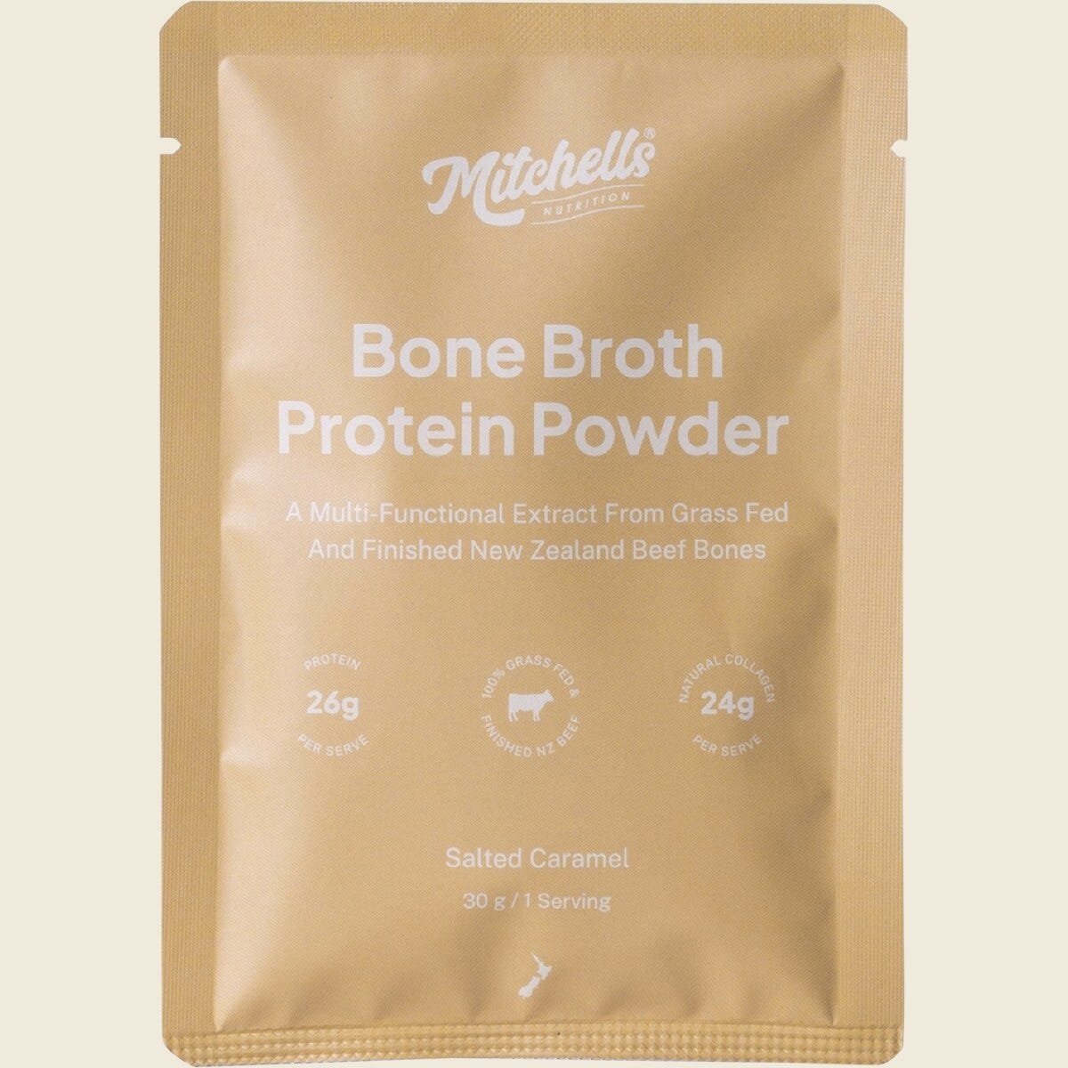 Mitchells Nutrition Bone Broth Protein Powder Salted Caramel 10x30g