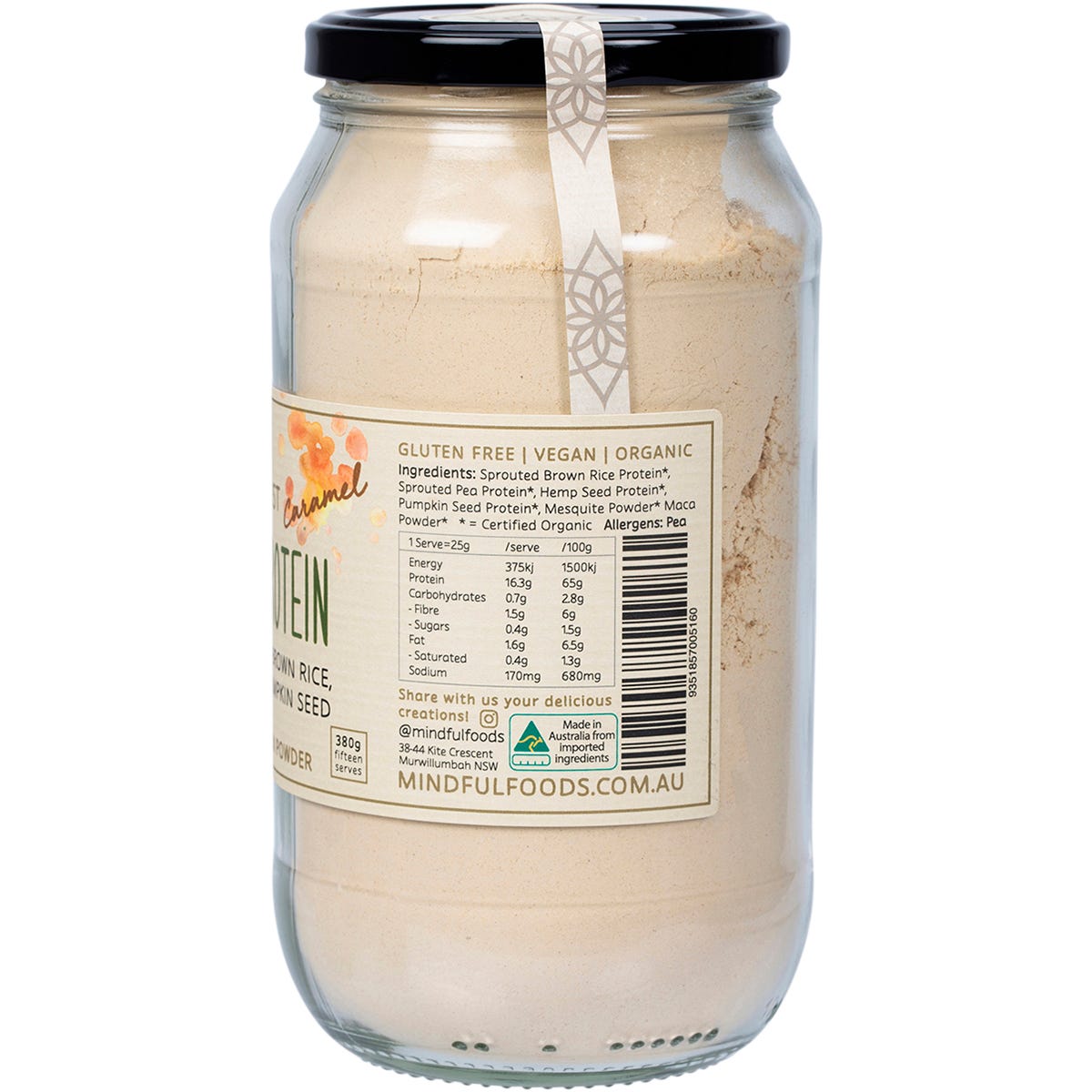 Mindful Foods Stardust Caramel Plant Protein Powder 380g Payless 4 Organics