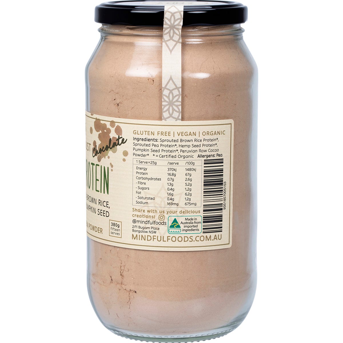 Mindful Foods Stardust Chocolate Plant Protein Powder 380g Payless 4 Organics