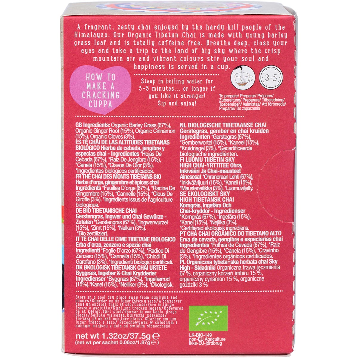 Ministry of Tea Organic Sky High Tibetan Chai Tea Bags 20 Pack Payless 4 Organics