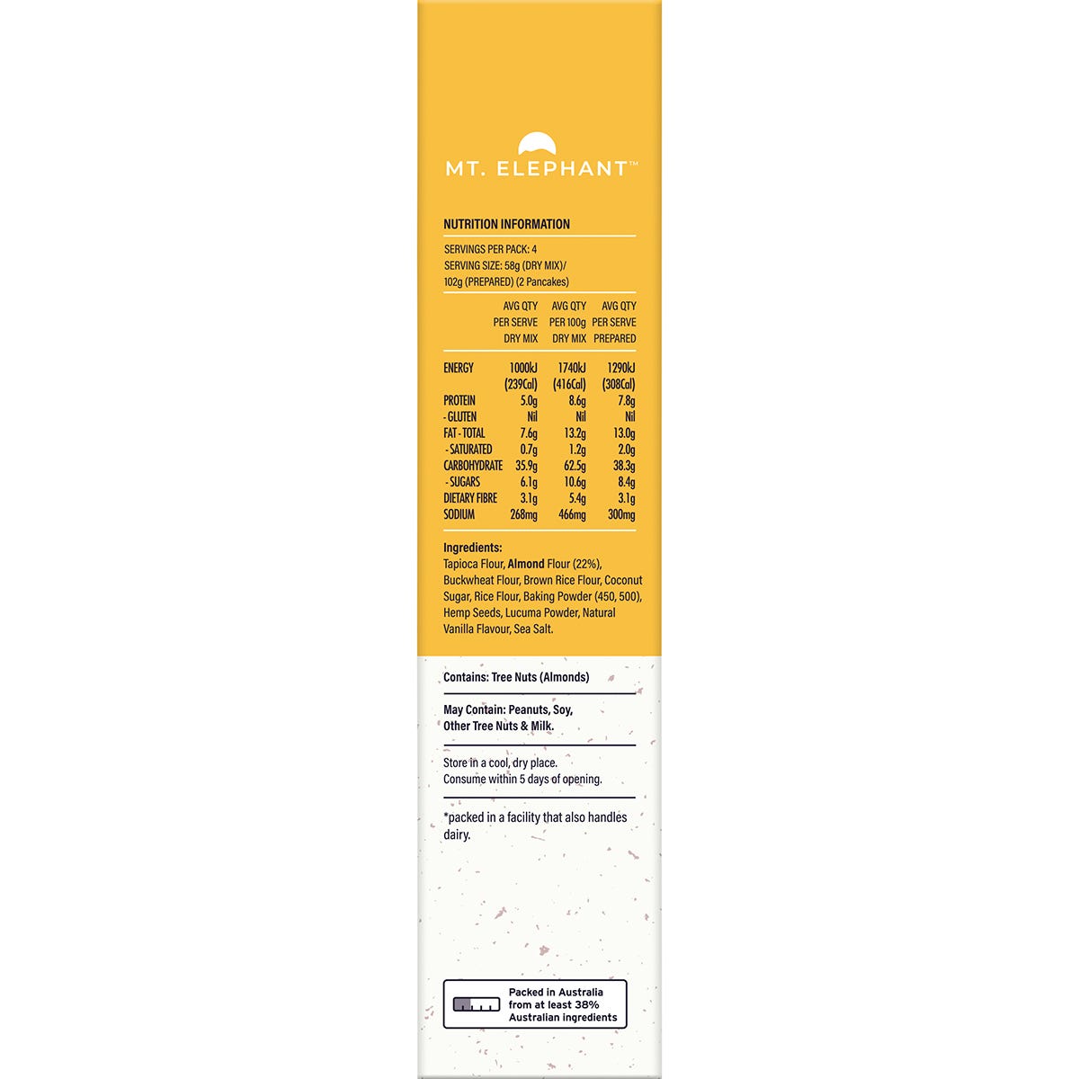 Mt. Elephant Wholefood Pancake Mix Very Vanilla 230g (Pack of 5) Payless 4 Organics