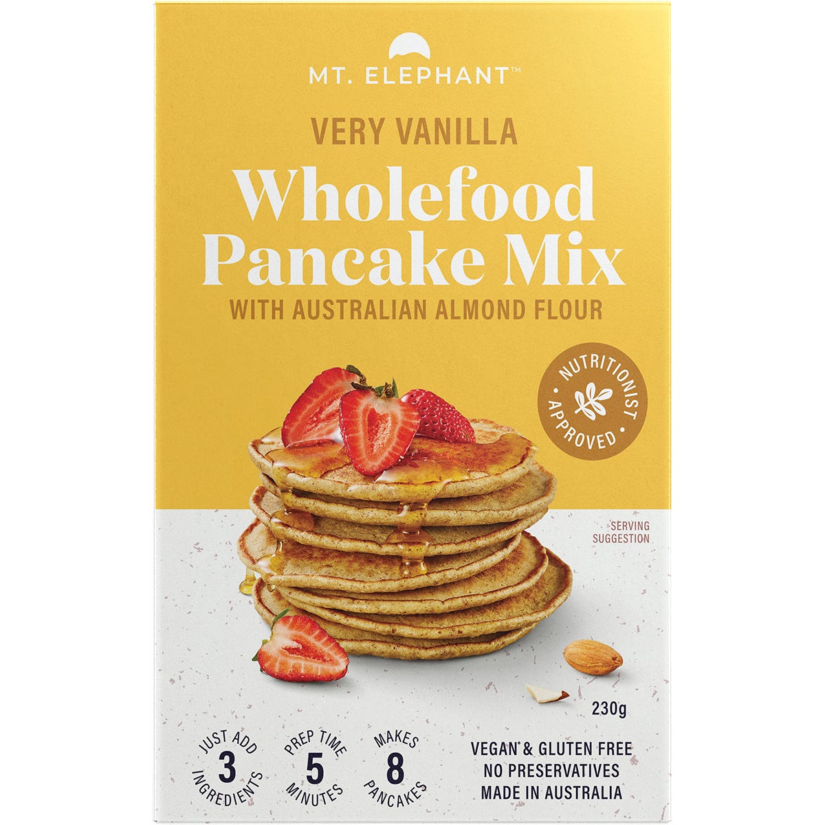 Mt. Elephant Wholefood Pancake Mix Very Vanilla 230g (Pack of 5) Payless 4 Organics