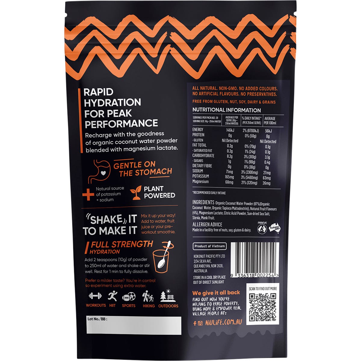 Niulife Hydrate Electrolyte Powder Tropical 200g