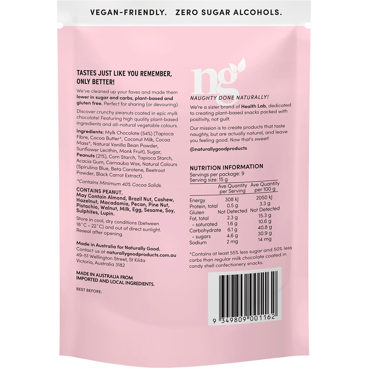 Naturally Good Peanut Mylk Partyz 55% less sugar 135g (Pack of 6)