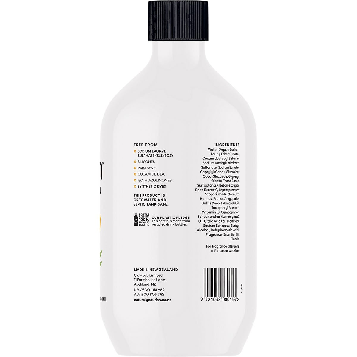 Naturely Nourish Hand Wash Lemongrass & Manuka Honey 900ml Payless 4 Organics