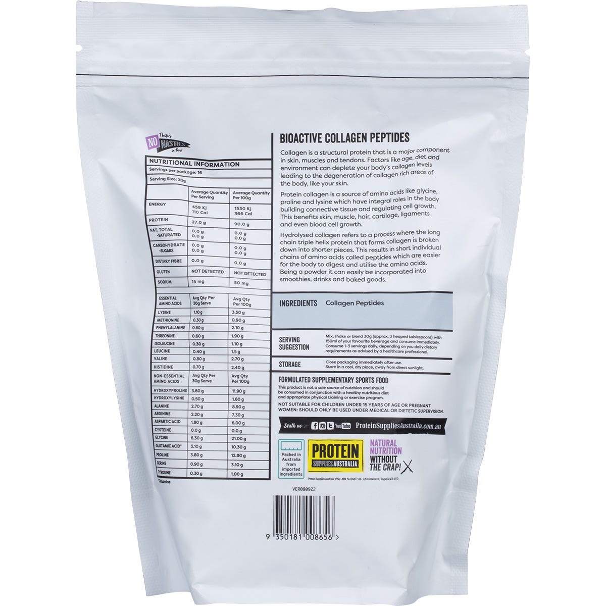Protein Supplies Australia Collagen Pure 500g