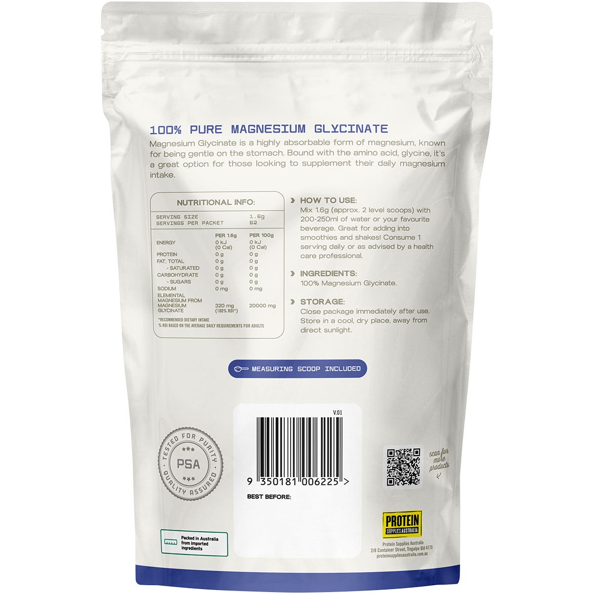 Protein Supplies Australia Magnesium Glycinate 100g