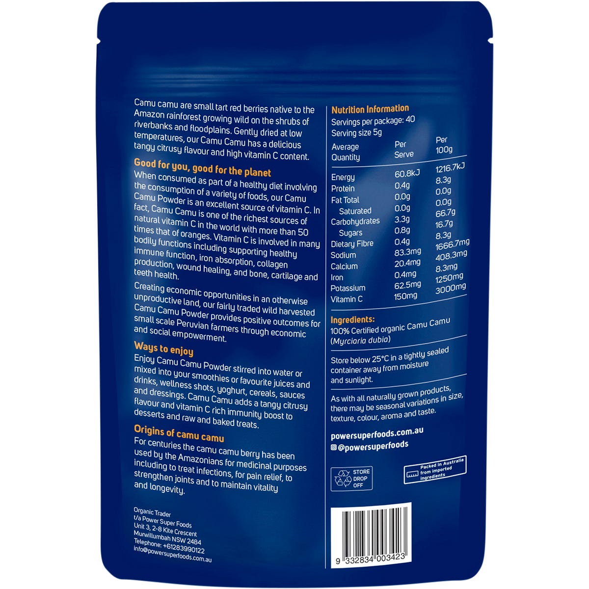 Power Super Foods Camu Camu Powder Certified Organic 200g