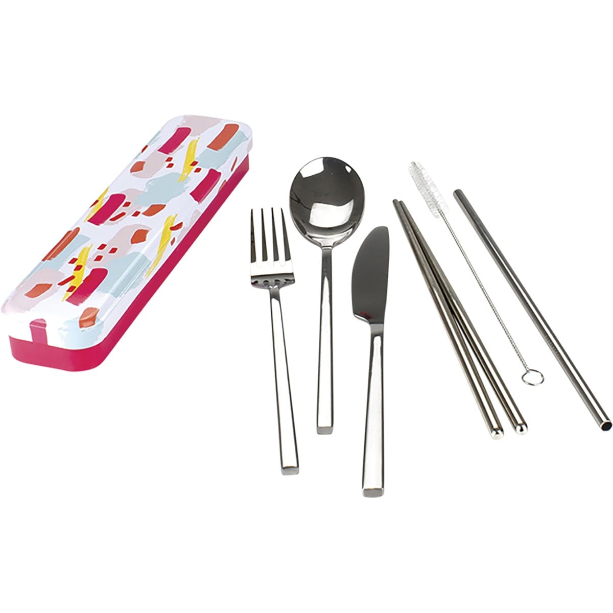 Retrokitchen Colour Splash Stainless Steel Cutlery Set(Carry Your Cutlery Also includes chopsticks, straw & brush)
