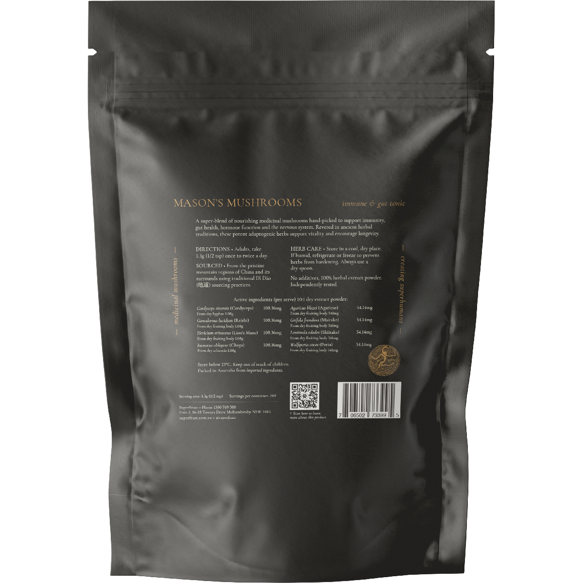 SuperFeast Mason's Mushrooms Immune & Gut Tonic 1kg