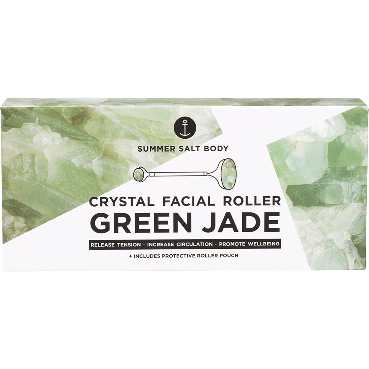 Summer Salt Body Crystal Facial Roller Green Jade(Includes protective roller pouch)