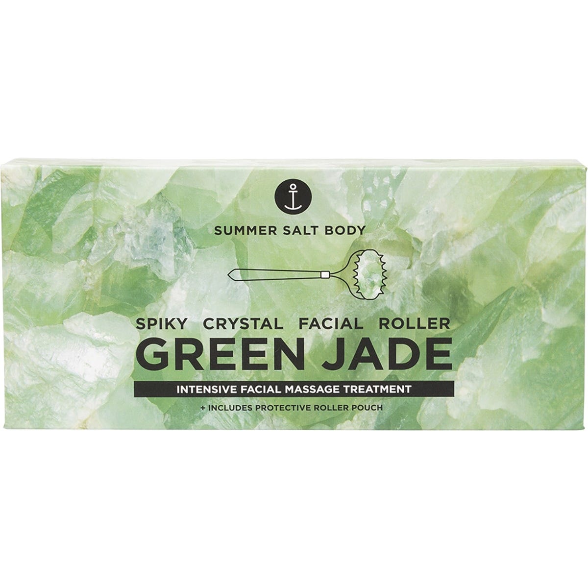 Summer Salt Body Spiky Crystal Facial Roller Green Jade(Includes protective roller pouch)
