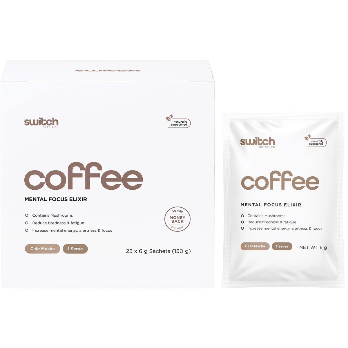 Switch Nutrition Coffee Mental Focus Elixir Cafe Mocha 25 Pack