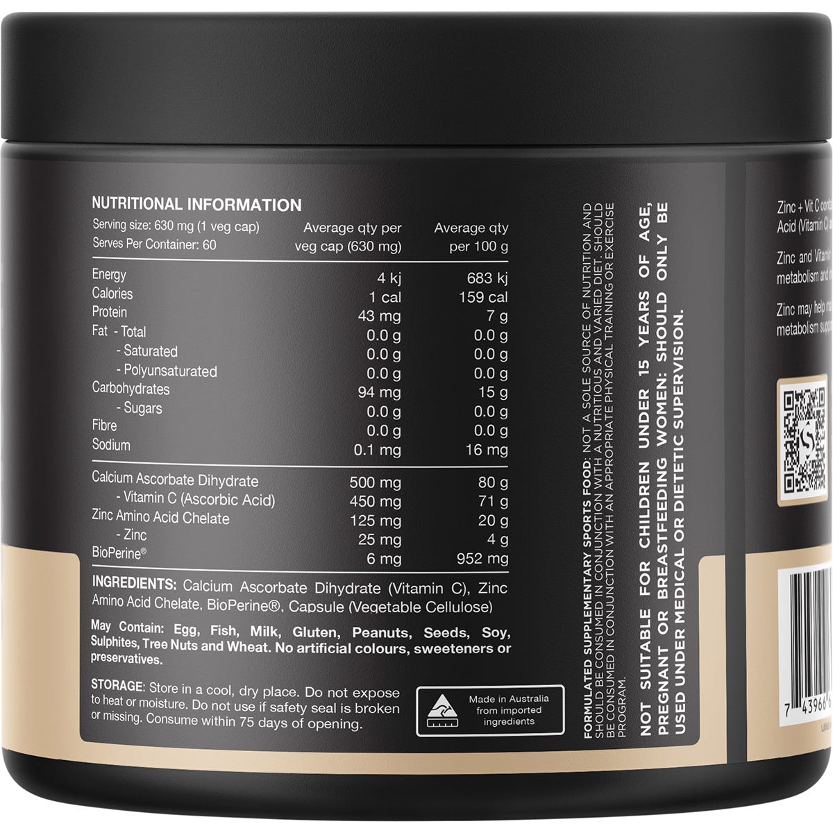 Switch Nutrition Zinc + Vitamin C 60 Caps