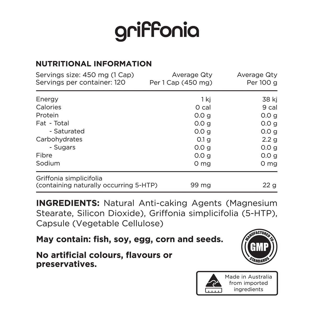 Switch Nutrition Griffonia Naturally Occuring 5-HTP 120 Caps