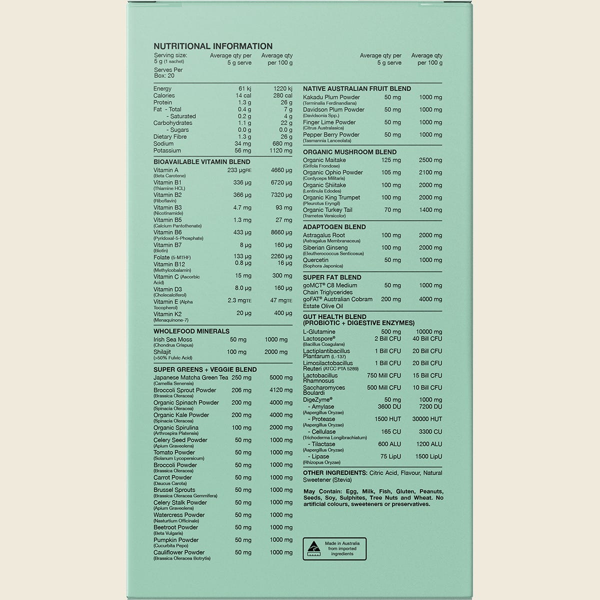 Switch Nutrition Greens Sachets Strawberry Kiwi 20x5g