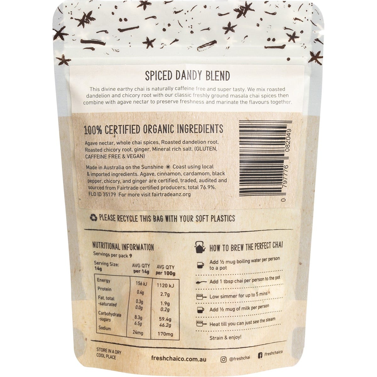 The Fresh Chai Co. Spiced Dandy Blend Fresh Sticky Chai 125g Payless 4 Organics