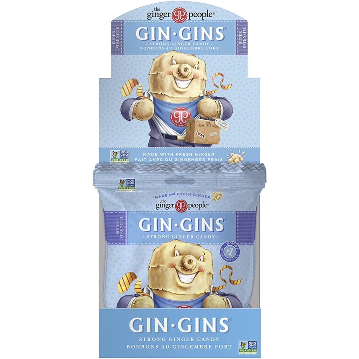 The Ginger People Gin Gins Ginger Candy Bag Super Strength 60g (Pack of 12) Payless 4 Organics