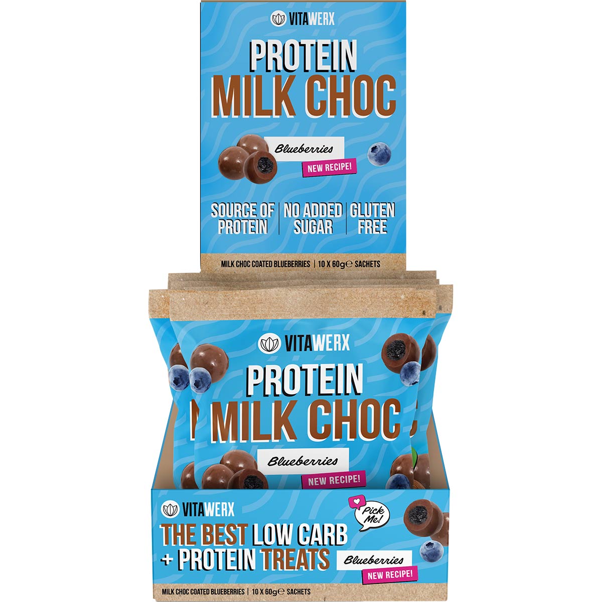 Vitawerx Milk Choc Coated Blueberries 60g (Pack of 10)