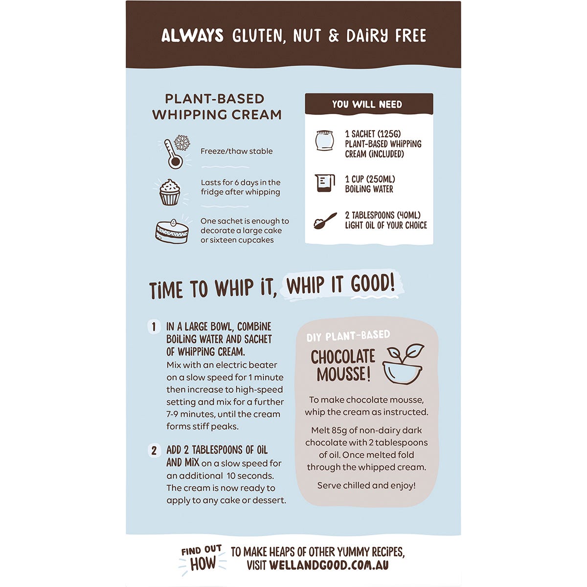 Well & Good Plant Based Whipping Cream Powder 250g