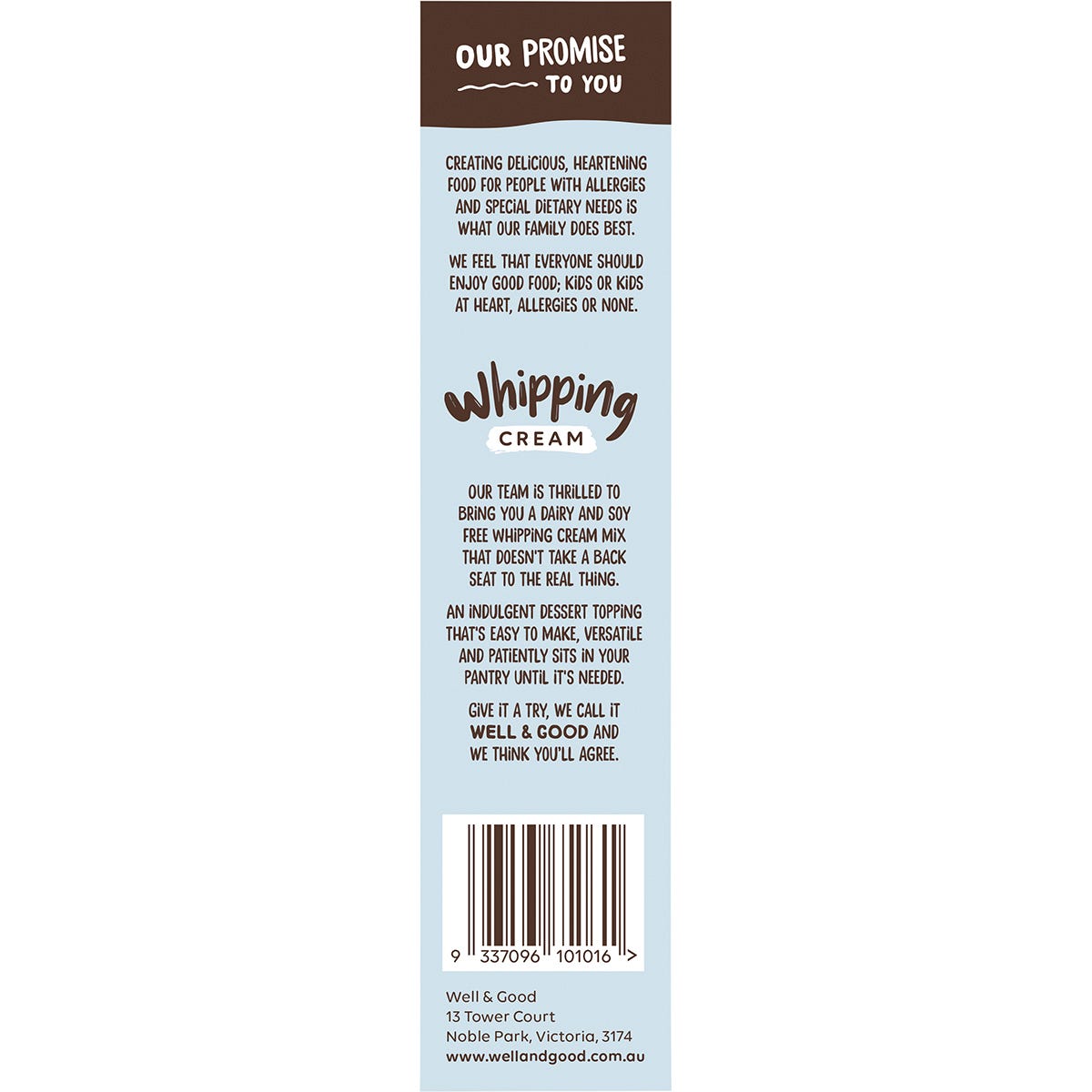 Well & Good Plant Based Whipping Cream Powder 250g