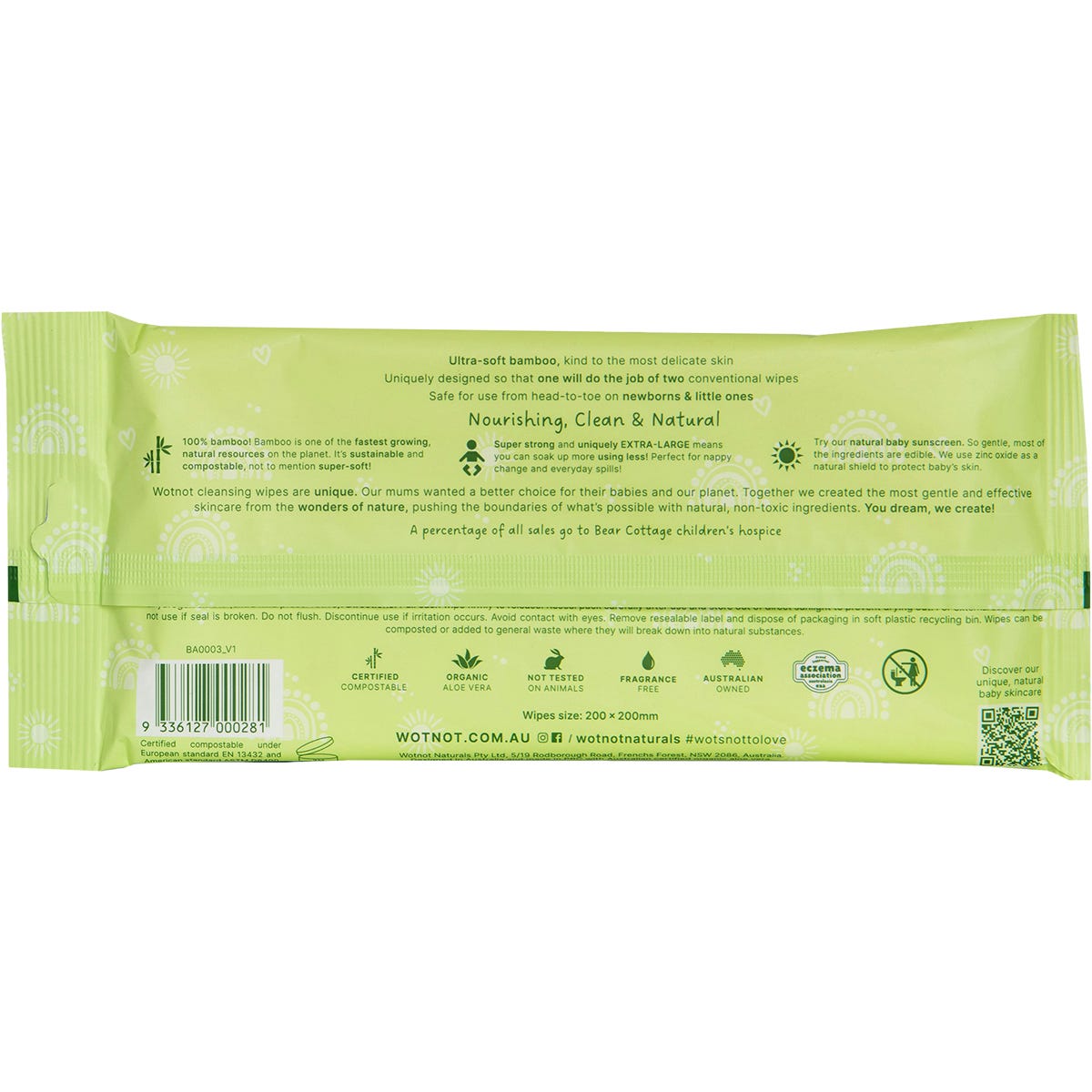 Wotnot Natural Baby Wipes for Case Refill Pack 20 Pack