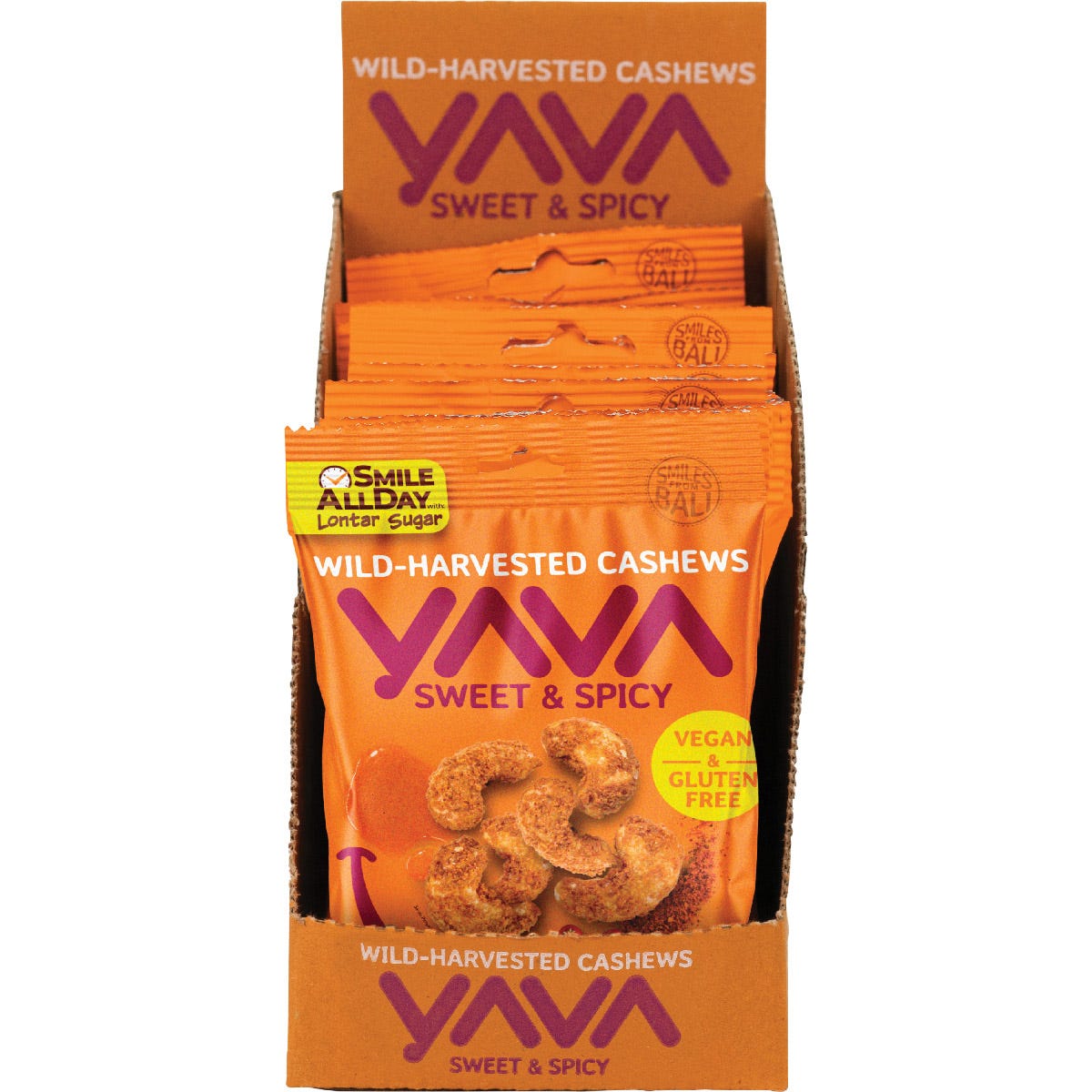 YAVA Wild-Harvested Cashews Sweet & Spicy 35g (Pack of 10)