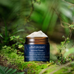 Close-up of the light, creamy texture of Antipodes Jasmine Flower Menopause Facial Cream.