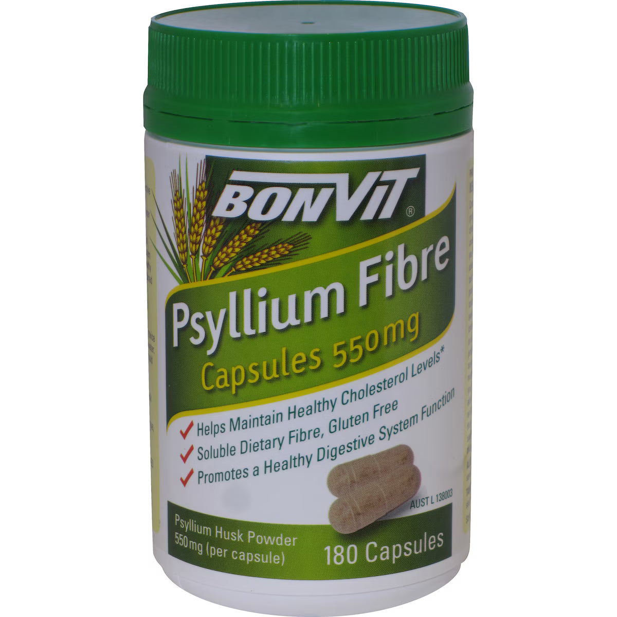Bonvit Psyllium Fibre 550mg 180 Capsules