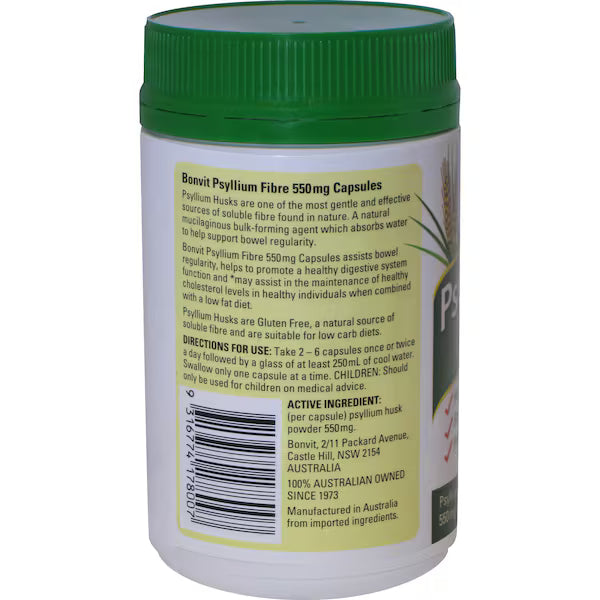 Bonvit Psyllium Fibre 550mg 180 Capsules