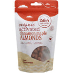 100g bag of 2die4 Live Foods Organic Activated Almonds with cinnamon and maple coating on a white background.